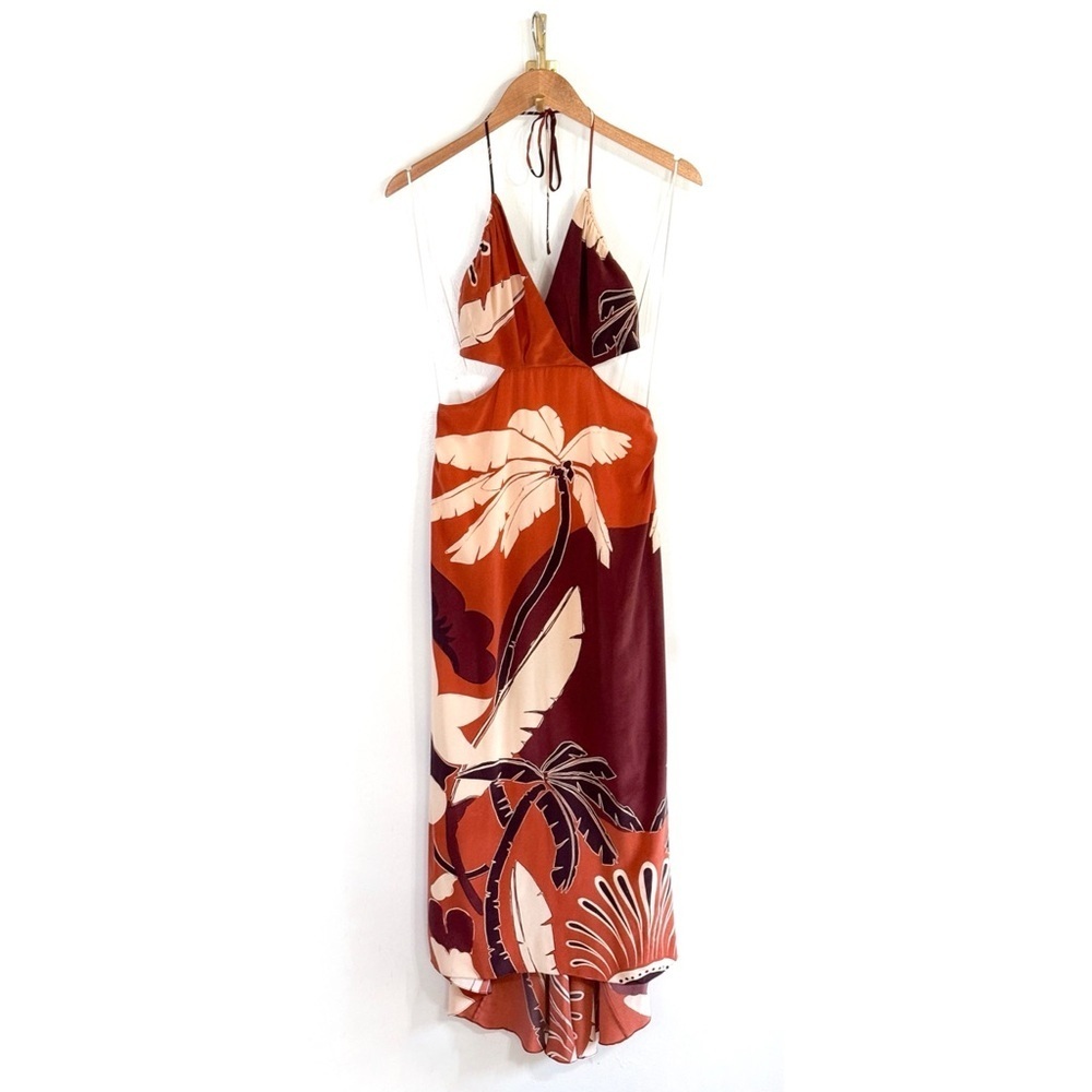 Johanna Ortiz Midi Silk Halter Agustina Paradise City Cut-Out Dress - Picture 2 of 7